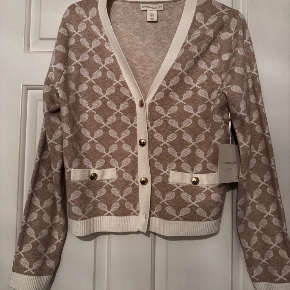 Cynthia Rowley Beige and White Knit Cardigan
